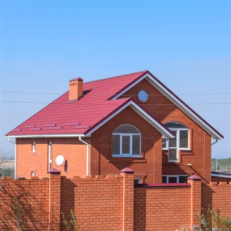 pic of red brick house with metal roof|shingles for red brick house.